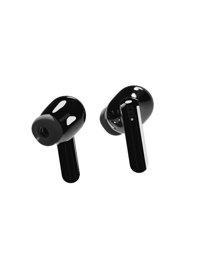 جوس سماعات أذن لاسلكية Juice Airphones Play - سماعات رأس بلوتوث مع وقت تشغيل يصل إلى 14 ساعة، وشحن سريع لمدة ساعة واحدة، وتصميم خفيف الوزن - أسود - Image 2